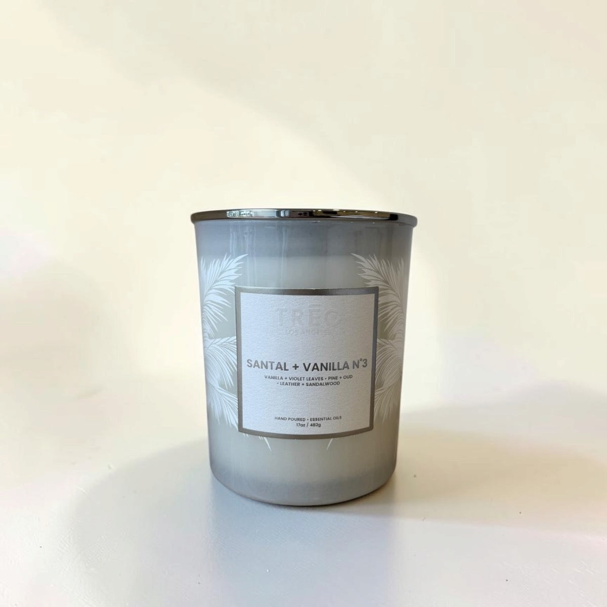 TRĒO Santal + Vanilla Nº3 scented candle, 17 oz, studio photo